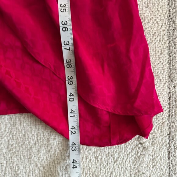 Argenti Vintage 100% Silk Wrap Belted Dress Pink Fuchsia with Belt & Gold-Button - Picture 6 of 6